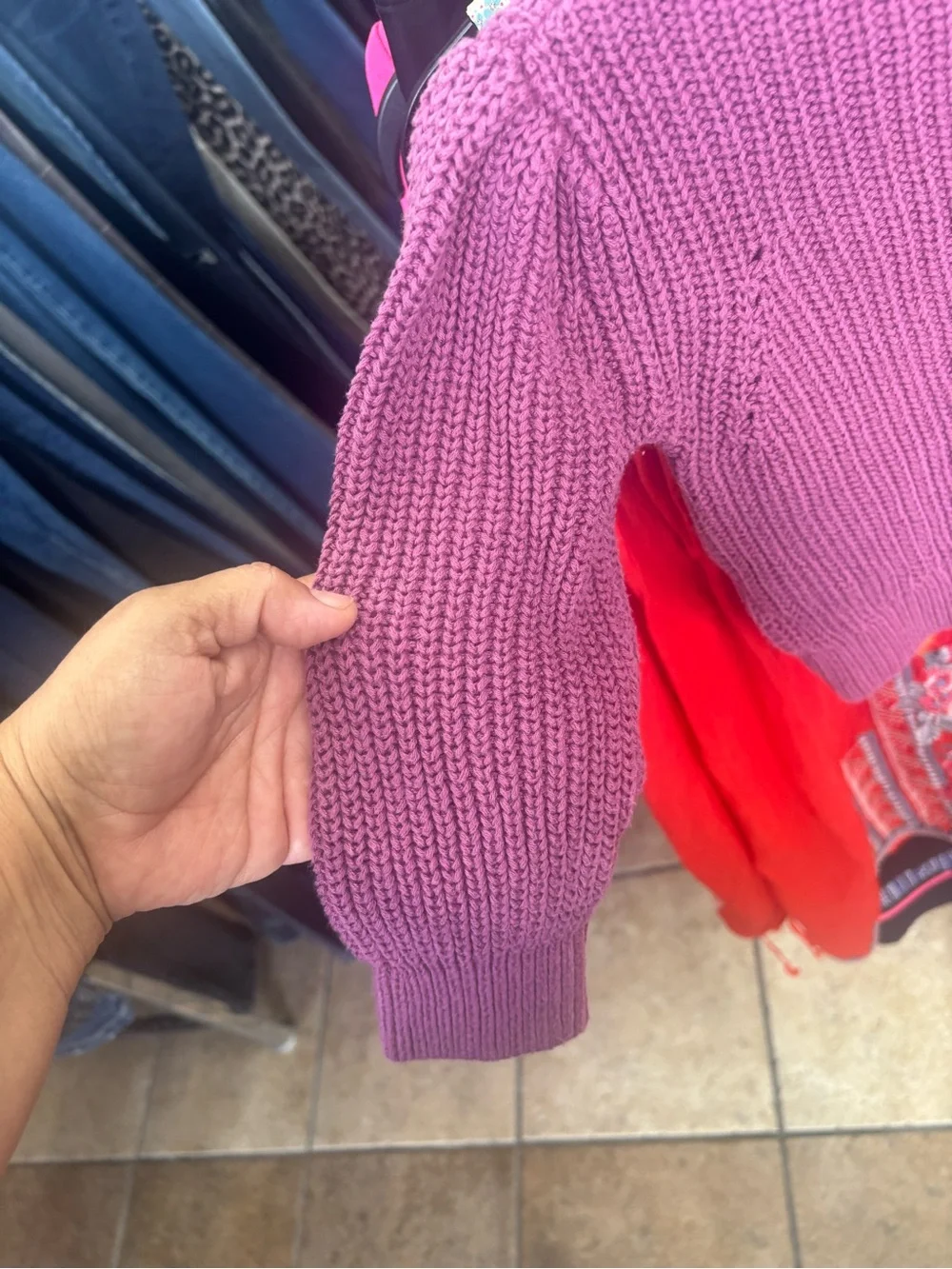 GAP Rib-Knit Crew Sweater in Dusty Rose